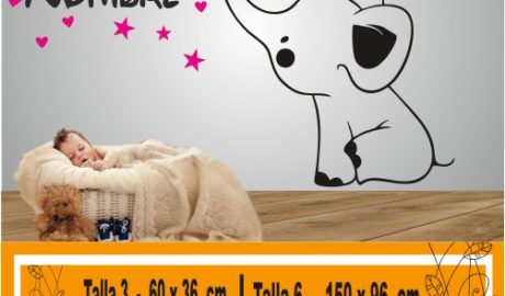 elefante con cuori e nome