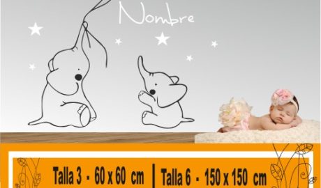 elefantes con globos y estrellas