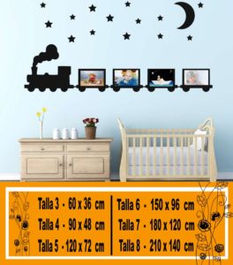vinilos porta fotos tren con estrellas y luna