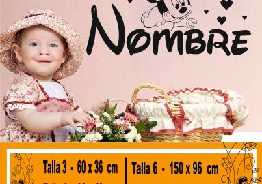 vinilos nombres disney Minnie corazones